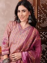Women Multi Silk Blend Floral Printed Straight Kurta Trouser With Dupatta-PKSKD2544PPL